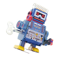 little retro robot toy transparent