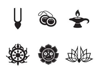 Hare Krishna icon set. Indian logo	