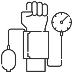 Tonometer linear style icon, heart check and monitor concept 128x128 pixel perfect icon transparency background for website UI media, mobile application, poster design
