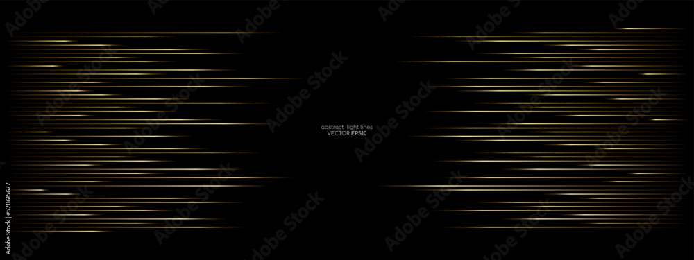 Poster abstract speed gold light lines movement dynamic pattern in blue green colors isolated on black back