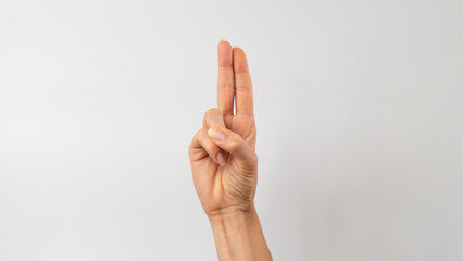 Sign language of the deaf and dumb people, English letter u