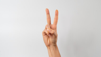 Sign language of the deaf and dumb people, English letter v