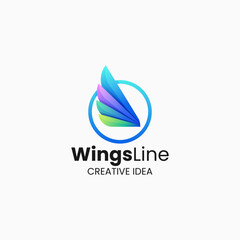 Vector Logo Illustration Wings Gradient Colorful Style.