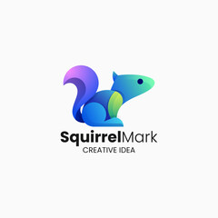 Vector Logo Illustration Squirrel Gradient Colorful Style.