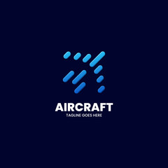 Vector Logo Illustration Aircraft Gradient Colorful Style.