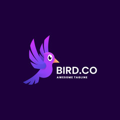 Vector Logo Illustration Bird Gradient Colorful Style.
