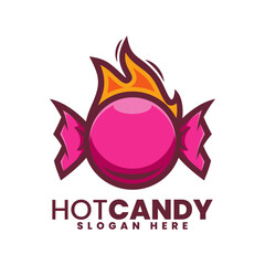Vector Logo Illustration Hot Candy Simple Mascot Style.