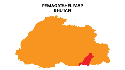 Pemagatshel State and regions map highlighted on Bhutan map.