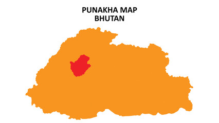 Punakha State and regions map highlighted on Bhutan map.