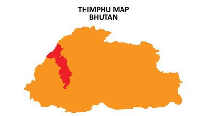 Thimphu State and regions map highlighted on Bhutan map.