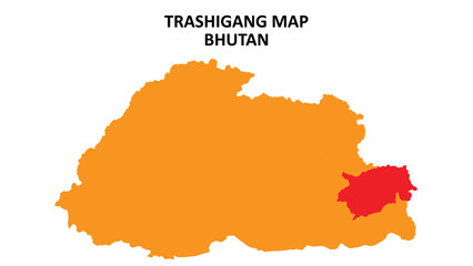 Trashigang State and regions map highlighted on Bhutan map.