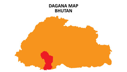Dagana State and regions map highlighted on Bhutan map.