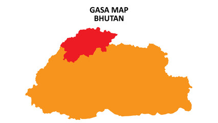Gasa State and regions map highlighted on Bhutan map.
