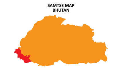 Samtse State and regions map highlighted on Bhutan map.