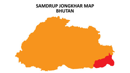 Fototapeta premium Samdrup Jongkhar State and regions map highlighted on Bhutan map.