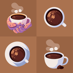 coffee beverages set
