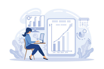 Business intelligence experts transform data into useful information. Business intelligence, business analysis, IT management tools concept. flat vector modern illustration