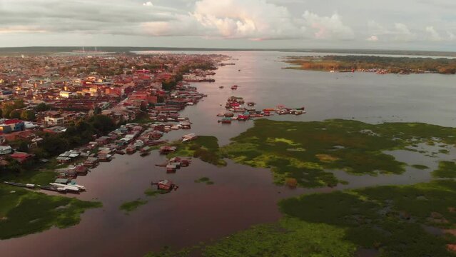 Aerial view of Loreto near river