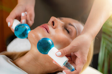 Face Massage with Ice Crystal Balls