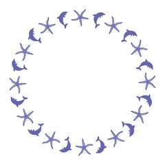 Abstract round composition, minimalist doodle wreath, .wavy forms