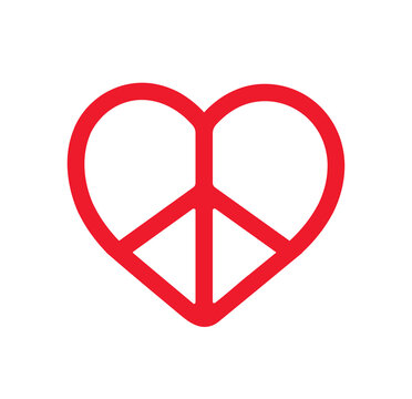 peace symbol in heart shape icon. vector illustration