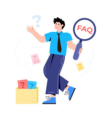 A character based flat illustration of questions