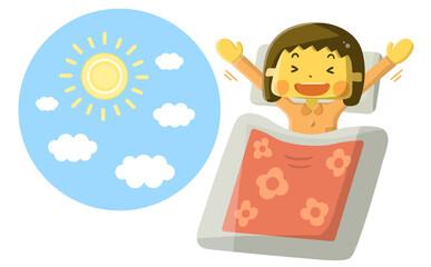 朝元気に早起きする女の子