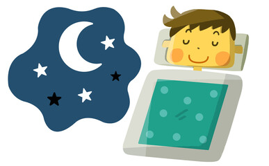 夜布団で眠っている男の子
