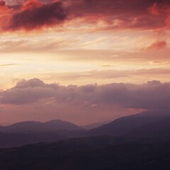 morning nature scenery, awesome sunset landscape, beautiful morning background in the mountains, Carpathian mountains, Ukraine, Europe	