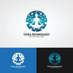 Obraz premium Yoga Logo design abstract vector template Linear style. Health Spa Meditation Harmony Logotype Human concept in lotus pose icon.