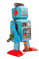  retro robot toys  walking transparent - obrazy, fototapety, plakaty