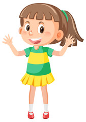 Obraz premium Cheerful girl with greeting gesture