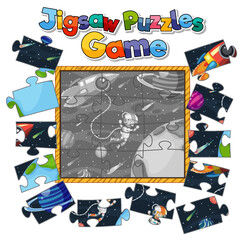 Astronaut in space photo puzzle game template