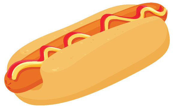 Hotdog in cartoon style isolated