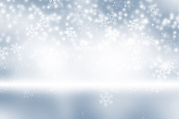 Fototapeta premium white snow blur abstract background. Bokeh Christmas blurred beautiful shiny Christmas lights