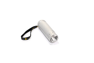 Photo of led flashlight, isolated on white background