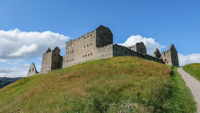 Ruins of Ruthven Barracks in Cairngorms National Park near Kingussie city, Scotland at nice sunny day