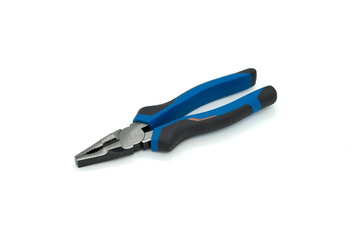 Blue Pliers isolated on white background. Instrument.