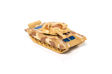 Toy tank isolate white on background. Game