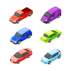 Hatchback and Sedan Car Body as Motor Vehicle and Urban Transport Isometric Vector Set
