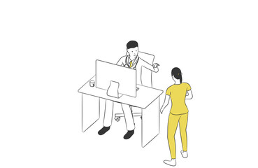 病院で働く人達のシンプルなイラスト