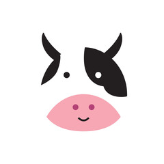 cow head in cute and kawaii flat design illustration