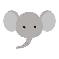 elephant head in cute and kawaii flat design illustration