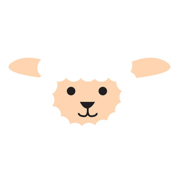 sheep head in cute and kawaii flat design illustration