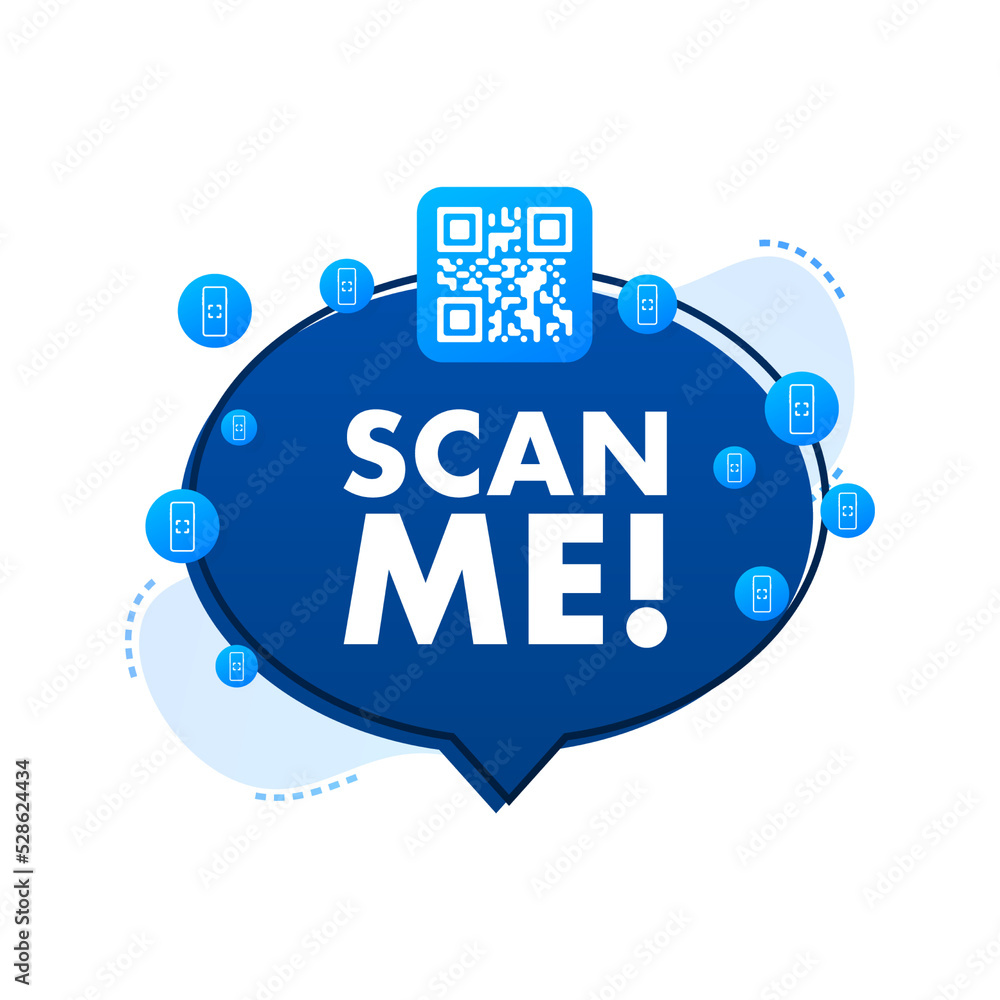 Poster qr code for smartphone. inscription scan me with smartphone icon. qr code for payment. vector illust