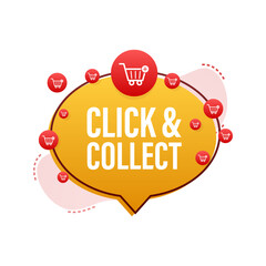 Megaphone click and collect banner. Flat style. Website vector icon. Vector stock illustration.