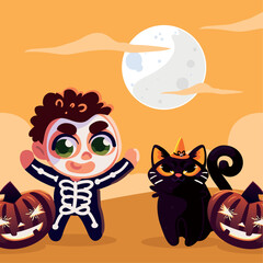 boy wearing skeleton costume