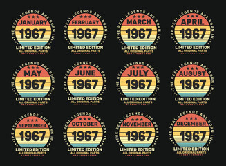 The Real Legends Are Born In 1967 Birthday Quotes Bundle, Birthday gifts for women or men, Vintage birthday shirts for wives or husbands, anniversary T-shirts for sisters or brother