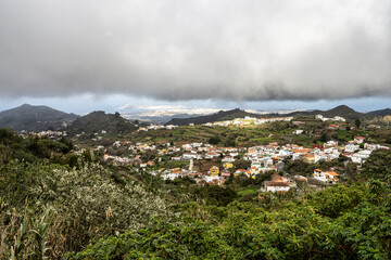 Fototapeta na wymiar Rocky landscape at the village of Lanzarote on Gran Canaria island, Spain.