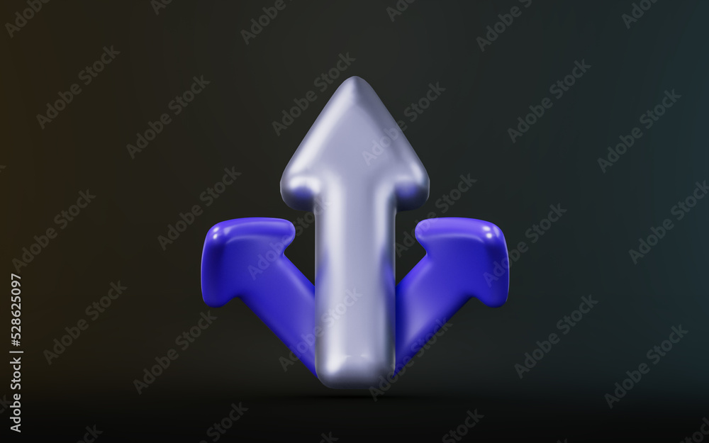 Poster left right up arrows sign on dark background 3d render concept for direction signal